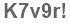 The text to enter in the texbox below is: K7v9r!